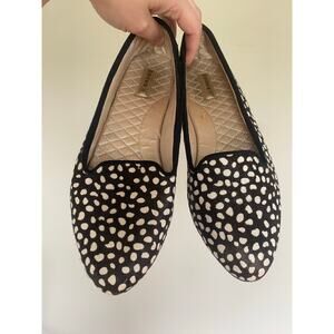 Birdies The Blackbird Black/ White Calf Hair Loafers Cushioned Slip On Flats 8